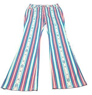 Hooey Womens Rock & Roll High-Rise Baby Flare Jeans Striped Cowgirl Size 31x34